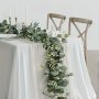 Elegant 179.83cm Eucalyptus Garland With White Flowers - Silvery Dollar Leaves & Gypsophila Artificial Greenery Vines For Wedding Party Decor Mantle Table Runner Home