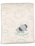 White Elephant Print Fleece Blanket - 100 X 125CM White