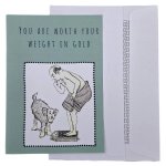 Paper Gift Card And Envelope Weight Worth In Gold Green