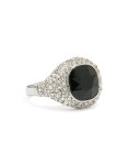 Silver Black Rhinestone Square Ring - M l