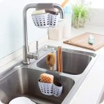 Smartware Sink Caddy Sponge Holder For Kitchen Sink Faucet Hanging Sink Sponge Caddy Organizer For Sponge Brush Soap Silicone Pl