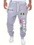 Men's Letter Print Hip-Hop Jogger Pants Casual Elastic Waist Drawstring Sweatpants Outdoor Sport Long Trousers With Italy Graphics