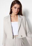 Regular Crop Woven Striped Blazer Jacket - Stone