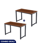 Industrial Wooden Desk Set 2-PACK Walnut And Black Finish