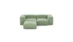 Three Module Chaise Sofa - Cord Velours - Duck Egg - 230CM X 199CM