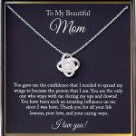 To My Beautiful Mom Cubic Zirconia Love Knot Necklace Mom Gift Mom Necklace Mother's Day Gifts