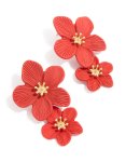 Goldair Gold Double Red Flower Earrings