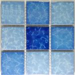 Light Water Blue Mix Glazed Porcelain Mosaic Tiles Sheet Size 15X15CM