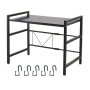 Expandable Microwave Oven Rack Kitchen Organizer With 5 Hooks