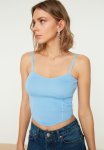 Crop Bustier Blouse - Blau