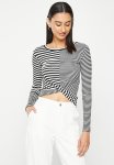 Mixed Stripe Crew Neck Top - Black & White Stripe
