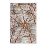 Modern Abstract Rust Line Printed Rug – CPR2208