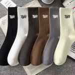 3 6PCS Men's Compression Mid-calf Crew Socks Breathable Comfy Casual Socks Sweat-absorbing Fashion Sports For Outdoor Fitness Ba