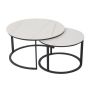 Set Of 2 Rounded Faux Marble Top Nesting Coffee Tables