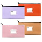 Sinzip 4 Pack Bank Deposit Money Bag Heavy Duty Leatherette Security Zipper Wallet With Clear Window Coin Bag Cash Bag Tool Pouc