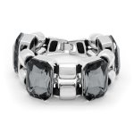 Silver Tone Chunky Bracelet With Grey Crystals