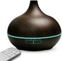 550ML Remote Control Essential Oil Diffuser Aromatherapy Diffuser With Waterless Shut-off Cool Mist Humidifier With Timer For Home Office Room Dark Wood