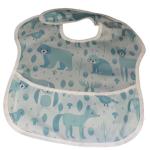 4AKID Waterproof Baby Bib With Crumb Catcher - Assorted Designs - Yellow Pink & Blue Flowers