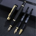 3PCS BOX Matte Metal Fountain Pen Daily Writing Business Office Iridium Nib 0.38MM 0.5MM 1.0MM Pen For Writting Practice - Perfe