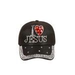 Black Rhinestone Cap - I Love Jesus Giftalot