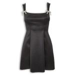 Black Sateen Diamante Bow MINI Dress