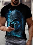 Men's Skull Graphic Print T-Shirt Short Sleeve Crew Neck Tee Men's Clothing For Summer Outdoor