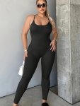 Elegant Sleeveless Backless Jumpsuit For Women - Spring summer autumn Season - Polyester Blend - Knit Fabric - Adult Size - Blac