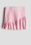 Flounced Denim-look Skirt - Light Pink