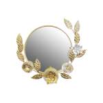 Leaf & Flower Design Wall Mirror Gold