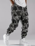 Street Style Men's Paisley Pattern Allover Print Footed Trousers With Waist Drawstring For Spring Fall Outdoor