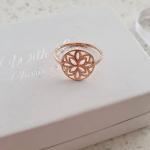 C1178-C38517 - Rose Gold 925 Sterling Silver Patterned Ring - Size 7