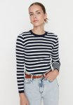 Basic Striped Sweater - Navy & White