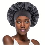 1PCS Solid Color Hair Bonnet Elastic Wide Band Satin Bonnets For Sleeping Hair Bonnets For Women Braids Curly Hair Straight Hair