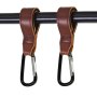 2 Pcs Baby Stroller Convenient Carabiner Hook Brown