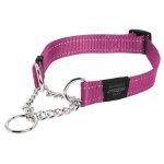 Rogz Utility Extra Large 25mm Lumberjack Obedience Half-check Dog Collar - Pink Reflective
