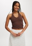 Cotton On All Day V Neck Halter - Chocolate