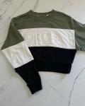 Country Road CR74 Green White And Blue Crop Top Sweater 8Y