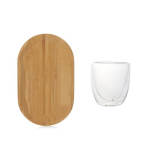 Double Wall Glass Tumbler With Bamboo Saucer 230ML