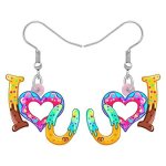 Weveni Acrylic Cute Love Heart Donuts Earrings Dangle Fashion Jewelry For Women Charm Gift Iloveu