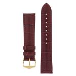 Duke Alligator Embossed Leather Watch Strap In Burgundy - 20MM Gold