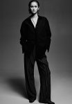 High-waisted Tailored Trousers - Dark Blue Pinstriped