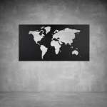 World Map Wall Art - 1040 X 535 X 20 Matt Gold Outdoor