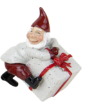 Small Santa With Gift Box - Red Ribbon 5.5X4.5X7.5CM