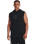 Men's Curry Fleece Sleeveless Hoodie - Black XXL