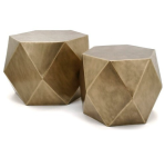 Brass Brushed Geometric Metal Side Tables Set Of 2