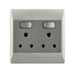 Modern Double 16A Switched Wall Socket Silver