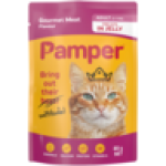 Pampers Pamper Gourmet Meat Flavoured Adult Cat Food In Jelly Pouch 85G