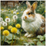 Stretched Canvas Dandelion Bunny