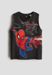 Printed Vest Top - Black Spider-man