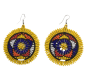 African Beaded Earrings Large Circle Tassel Yellow